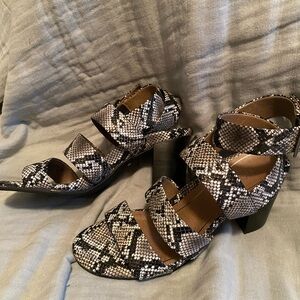Vionic Black and White Snake Print Heels